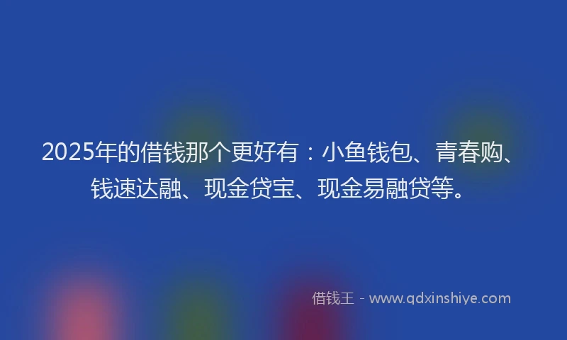 2025年的借钱那个更好有：小鱼钱包、青春购、钱速达融、现金贷宝、现金易融贷等。