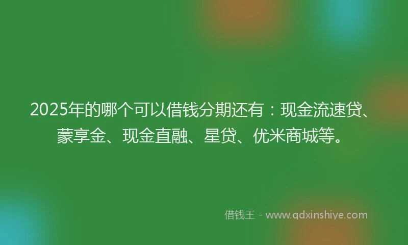 2025年的哪个可以借钱分期还有：现金流速贷、蒙享金、现金直融、星贷、优米商城等。