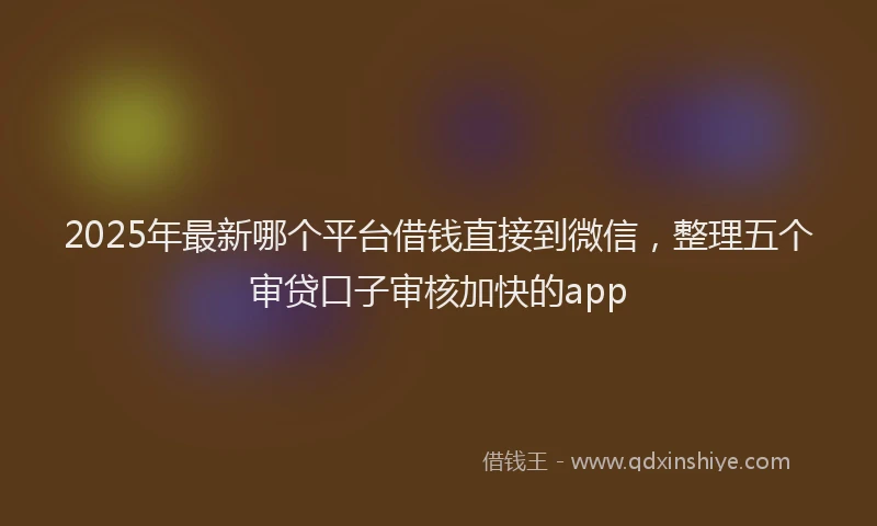 2025年最新哪个平台借钱直接到微信，整理五个审贷口子审核加快的app