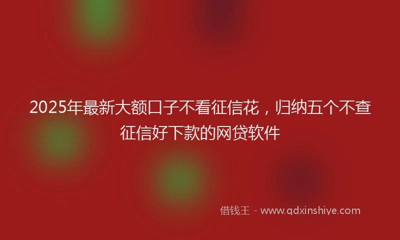 2025年最新大额口子不看征信花，归纳五个不查征信好下款的网贷软件