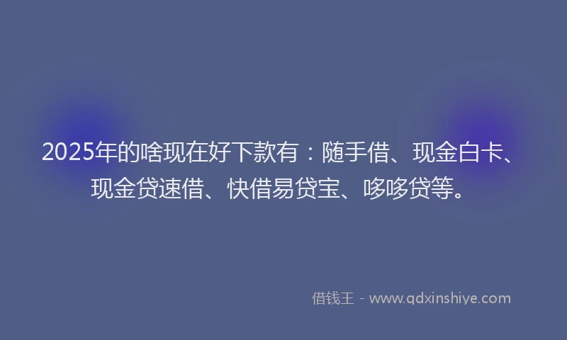 2025年的啥现在好下款有：随手借、现金白卡、现金贷速借、快借易贷宝、哆哆贷等。