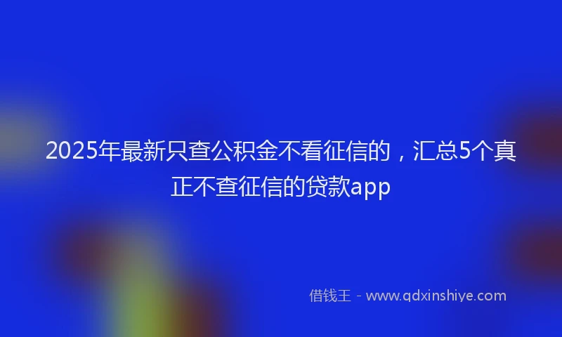 2025年最新只查公积金不看征信的，汇总5个真正不查征信的贷款app