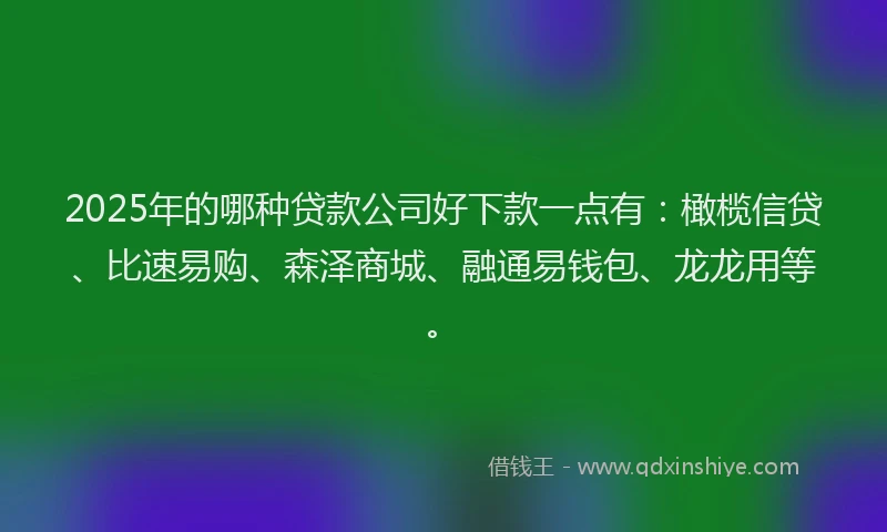 2025年的哪种贷款公司好下款一点有：橄榄信贷、比速易购、森泽商城、融通易钱包、龙龙用等。