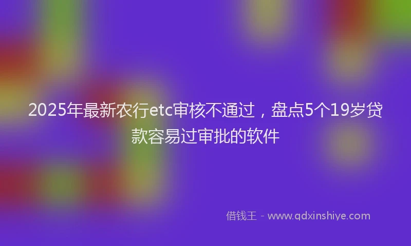 2025年最新农行etc审核不通过，盘点5个19岁贷款容易过审批的软件