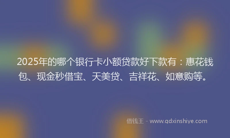 2025年的哪个银行卡小额贷款好下款有：惠花钱包、现金秒借宝、天美贷、吉祥花、如意购等。