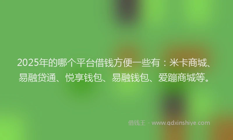2025年的哪个平台借钱方便一些有：米卡商城、易融贷通、悦享钱包、易融钱包、爱蹦商城等。