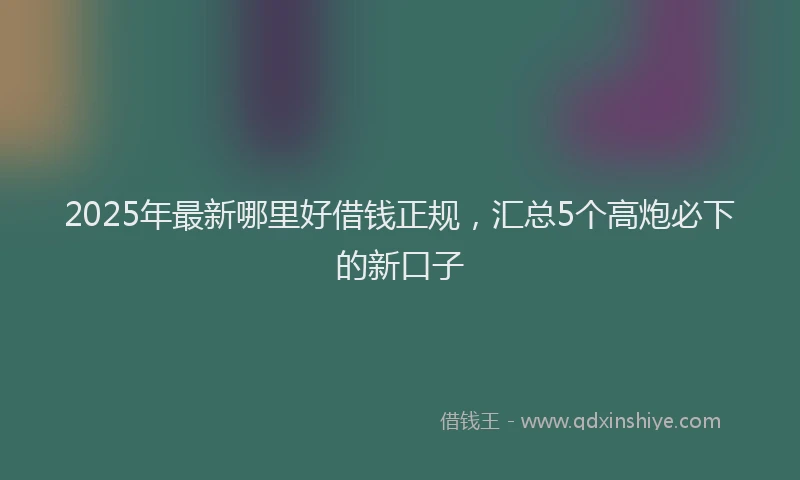 2025年最新哪里好借钱正规，汇总5个高炮必下的新口子