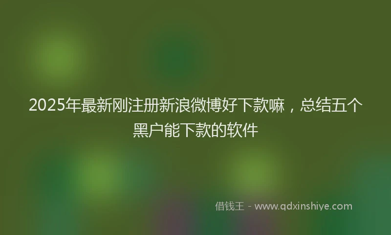 2025年最新刚注册新浪微博好下款嘛，总结五个黑户能下款的软件