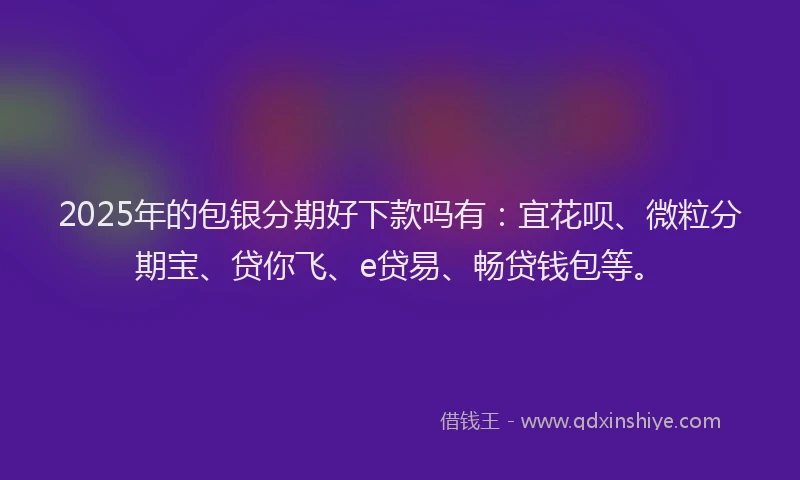2025年的包银分期好下款吗有：宜花呗、微粒分期宝、贷你飞、e贷易、畅贷钱包等。