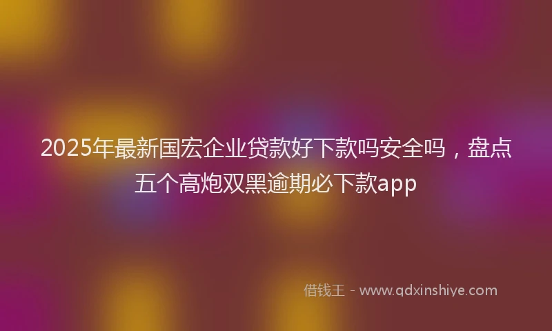 2025年最新国宏企业贷款好下款吗安全吗，盘点五个高炮双黑逾期必下款app