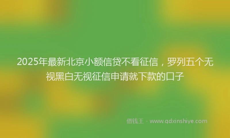 2025年最新北京小额信贷不看征信，罗列五个无视黑白无视征信申请就下款的口子