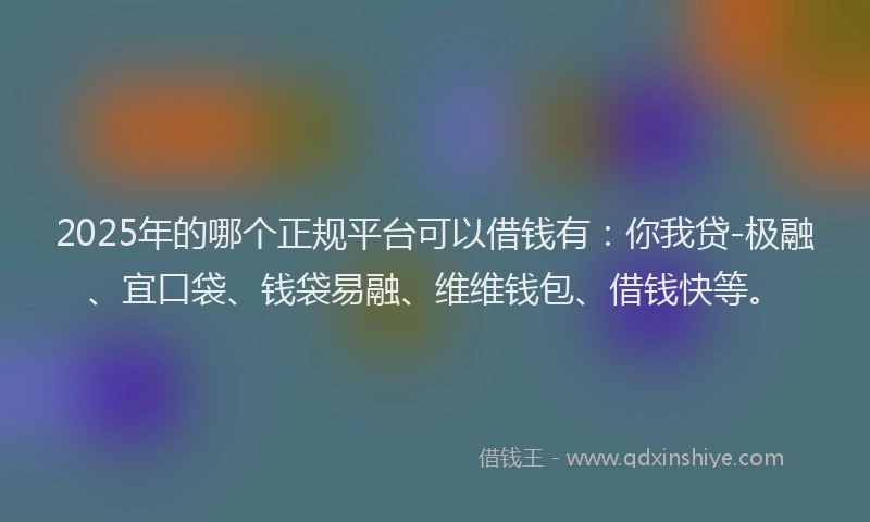 2025年的哪个正规平台可以借钱有：你我贷-极融、宜口袋、钱袋易融、维维钱包、借钱快等。