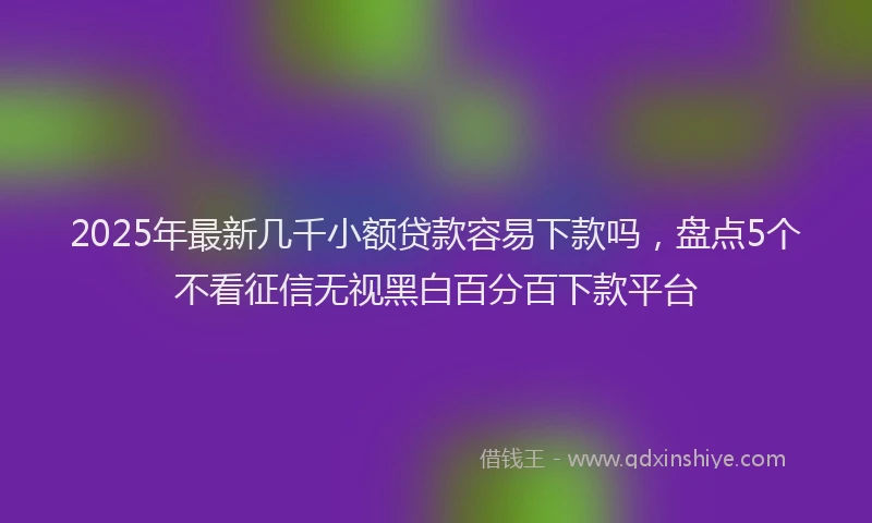 2025年最新几千小额贷款容易下款吗，盘点5个不看征信无视黑白百分百下款平台