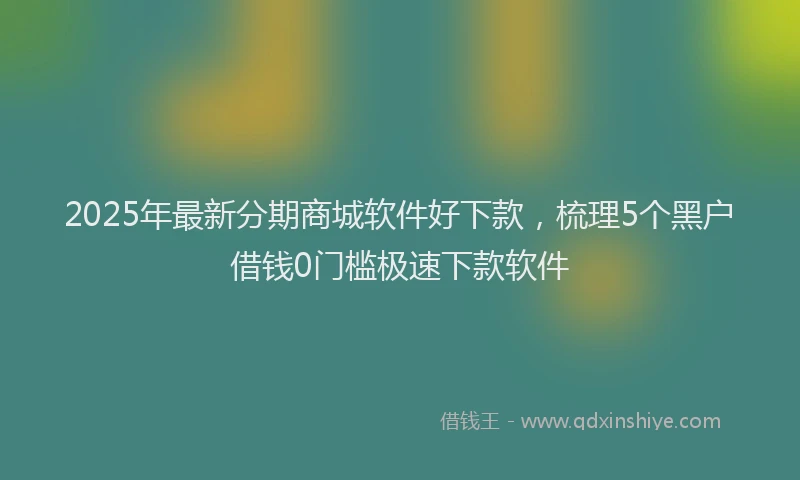 2025年最新分期商城软件好下款，梳理5个黑户借钱0门槛极速下款软件