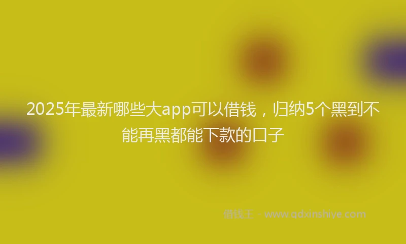 2025年最新哪些大app可以借钱，归纳5个黑到不能再黑都能下款的口子