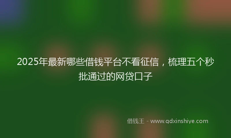 2025年最新哪些借钱平台不看征信，梳理五个秒批通过的网贷口子