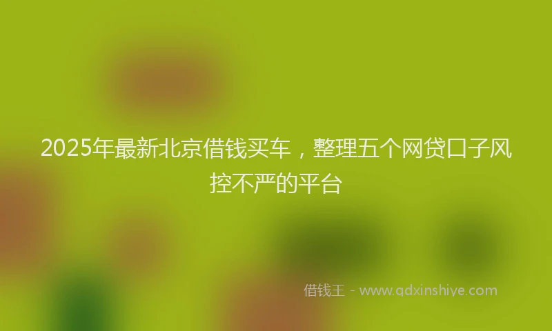 2025年最新北京借钱买车，整理五个网贷口子风控不严的平台