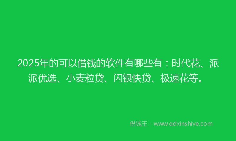 2025年的可以借钱的软件有哪些有：时代花、派派优选、小麦粒贷、闪银快贷、极速花等。