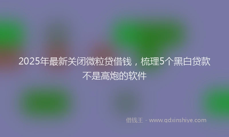 2025年最新关闭微粒贷借钱，梳理5个黑白贷款不是高炮的软件