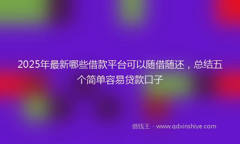 2025年最新哪些借款平台可以随借随还，总结五个简单容易贷款口子
