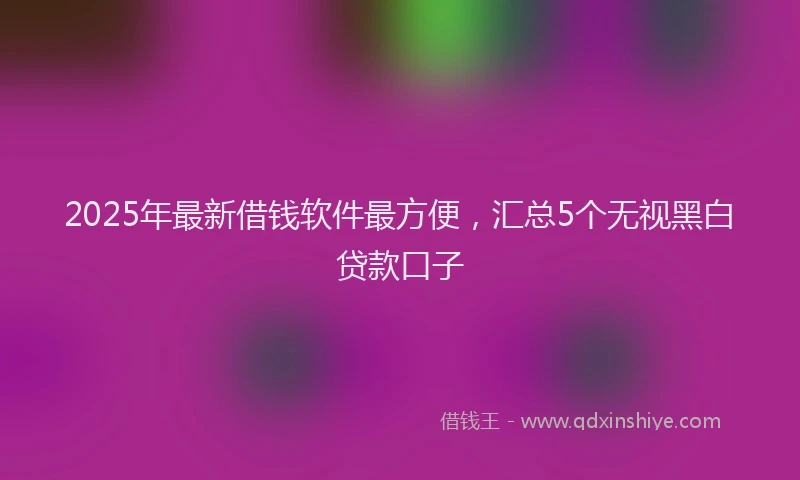 2025年最新借钱软件最方便，汇总5个无视黑白贷款口子