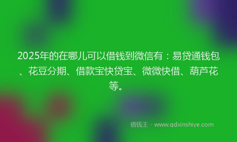 2025年的在哪儿可以借钱到微信有：易贷通钱包、花豆分期、借款宝快贷宝、微微快借、葫芦花等。