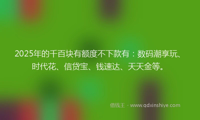 2025年的千百块有额度不下款有：数码潮享玩、时代花、信贷宝、钱速达、天天金等。
