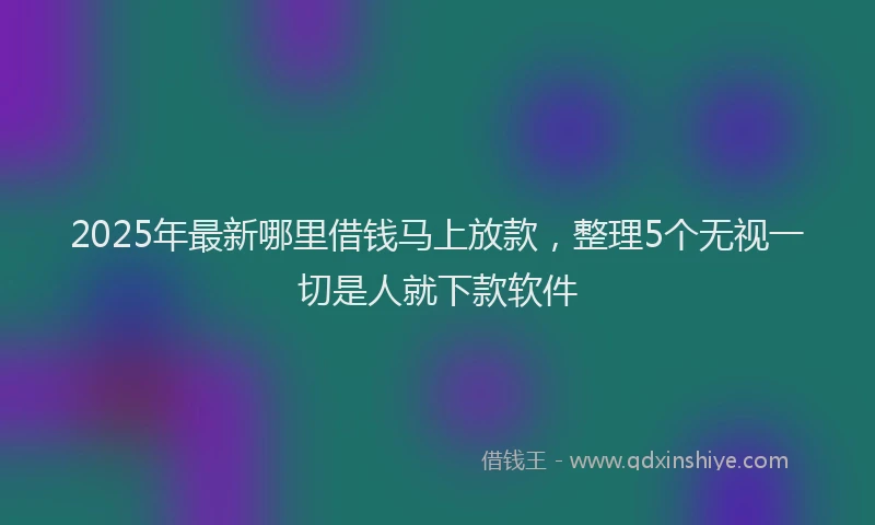 2025年最新哪里借钱马上放款，整理5个无视一切是人就下款软件