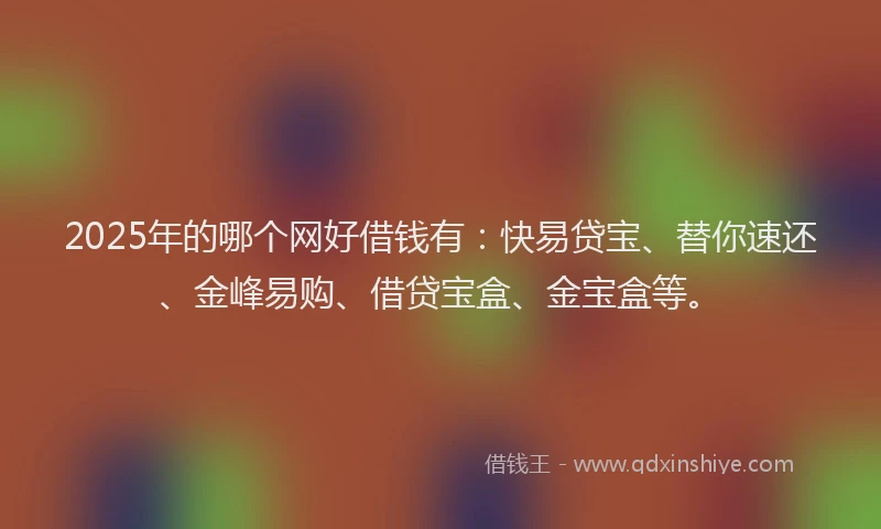 2025年的哪个网好借钱有：快易贷宝、替你速还、金峰易购、借贷宝盒、金宝盒等。