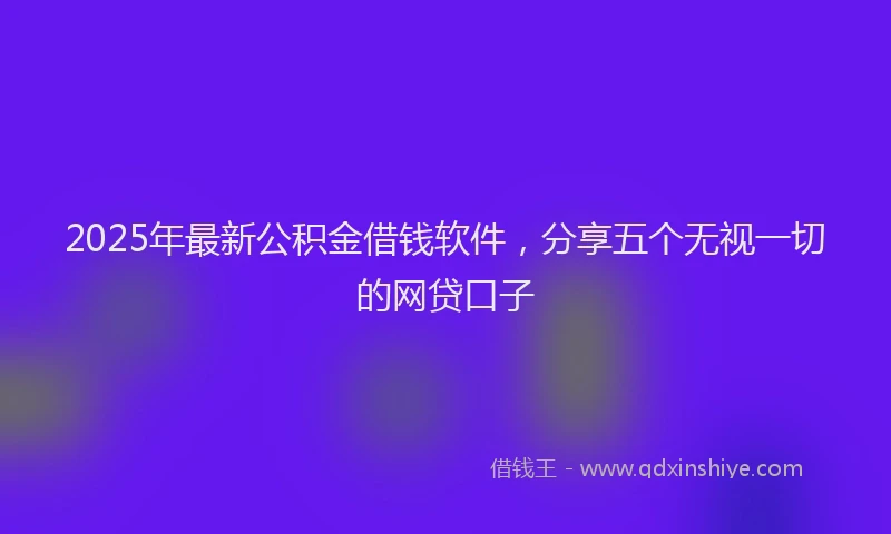 2025年最新公积金借钱软件，分享五个无视一切的网贷口子