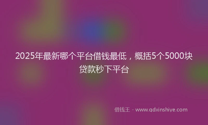 2025年最新哪个平台借钱最低，概括5个5000块贷款秒下平台