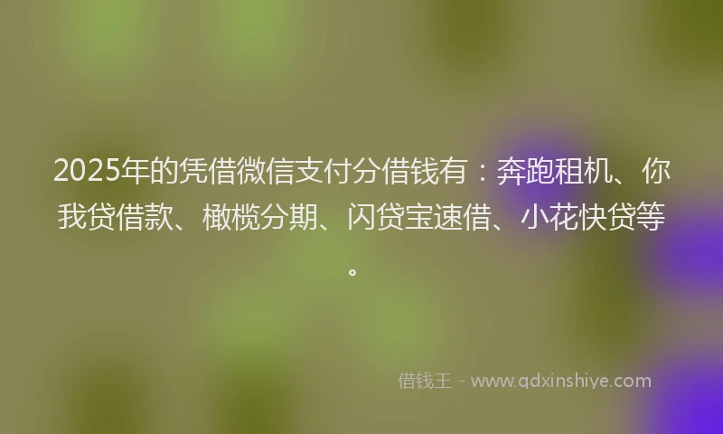 2025年的凭借微信支付分借钱有：奔跑租机、你我贷借款、橄榄分期、闪贷宝速借、小花快贷等。
