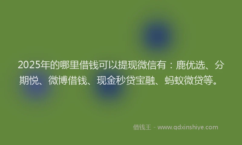 2025年的哪里借钱可以提现微信有：鹿优选、分期悦、微博借钱、现金秒贷宝融、蚂蚁微贷等。