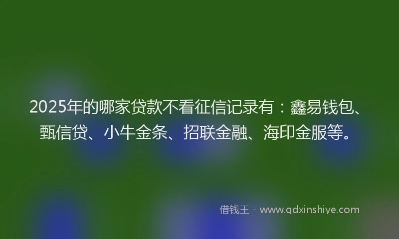 2025年的哪家贷款不看征信记录有：鑫易钱包、甄信贷、小牛金条、招联金融、海印金服等。