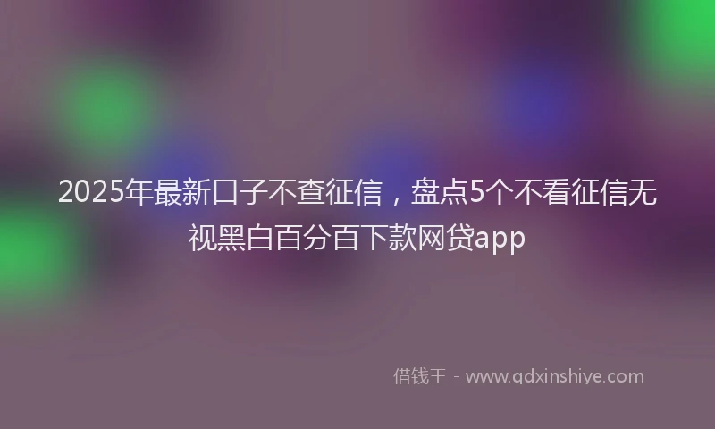 2025年最新口子不查征信，盘点5个不看征信无视黑白百分百下款网贷app