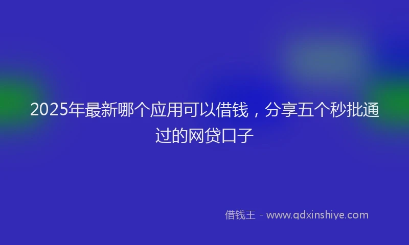 2025年最新哪个应用可以借钱，分享五个秒批通过的网贷口子