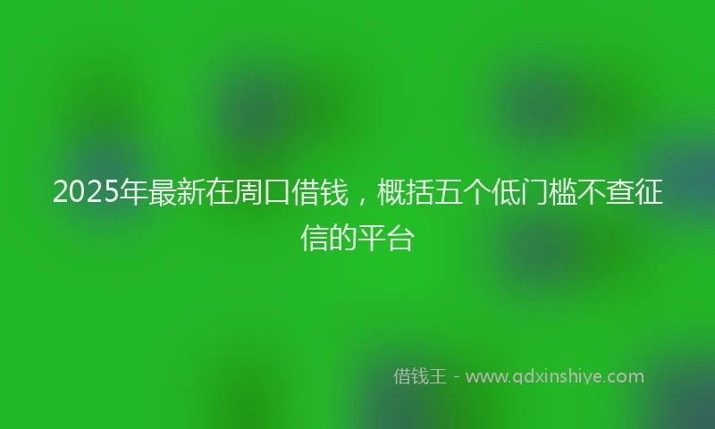 2025年最新在周口借钱，概括五个低门槛不查征信的平台