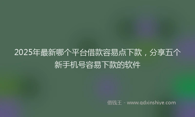 2025年最新哪个平台借款容易点下款，分享五个新手机号容易下款的软件