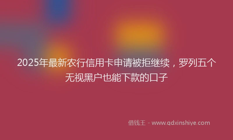 2025年最新农行信用卡申请被拒继续，罗列五个无视黑户也能下款的口子