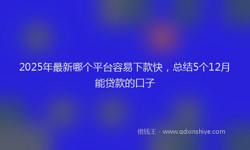 2025年最新哪个平台容易下款快，总结5个12月能贷款的口子