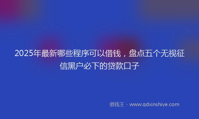 2025年最新哪些程序可以借钱，盘点五个无视征信黑户必下的贷款口子