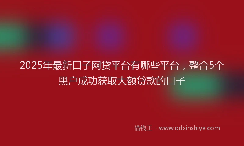 2025年最新口子网贷平台有哪些平台，整合5个黑户成功获取大额贷款的口子