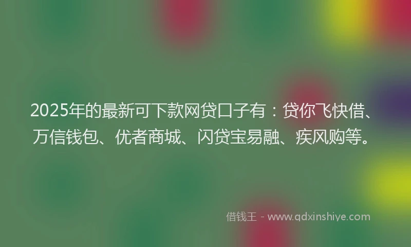 2025年的最新可下款网贷口子有：贷你飞快借、万信钱包、优者商城、闪贷宝易融、疾风购等。