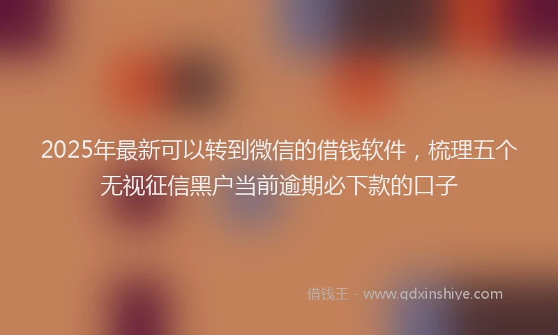 2025年最新可以转到微信的借钱软件，梳理五个无视征信黑户当前逾期必下款的口子