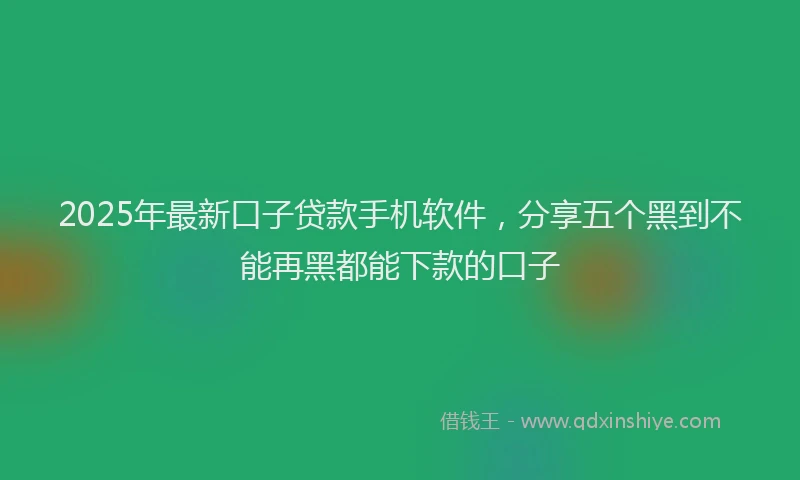 2025年最新口子贷款手机软件，分享五个黑到不能再黑都能下款的口子
