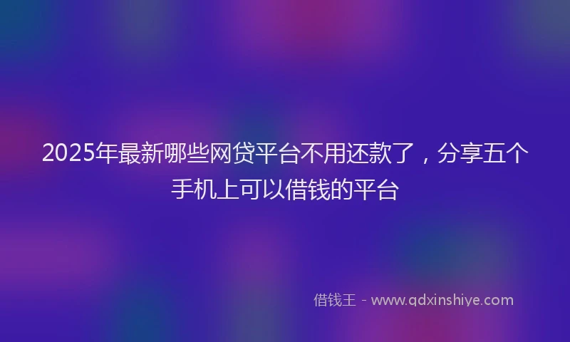 2025年最新哪些网贷平台不用还款了，分享五个手机上可以借钱的平台