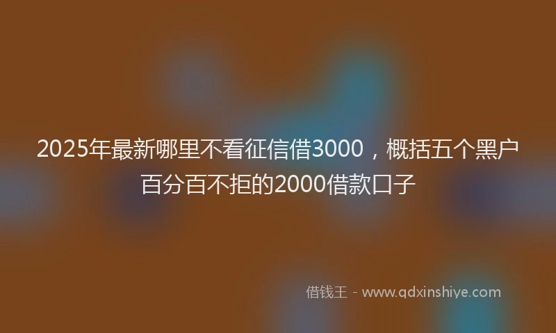 2025年最新哪里不看征信借3000，概括五个黑户百分百不拒的2000借款口子