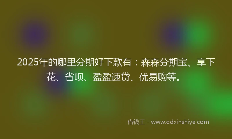 2025年的哪里分期好下款有：森森分期宝、享下花、省呗、盈盈速贷、优易购等。