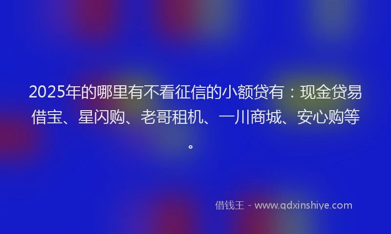 2025年的哪里有不看征信的小额贷有：现金贷易借宝、星闪购、老哥租机、一川商城、安心购等。