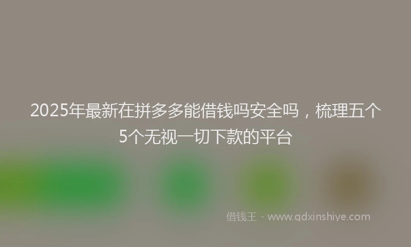 2025年最新在拼多多能借钱吗安全吗，梳理五个5个无视一切下款的平台